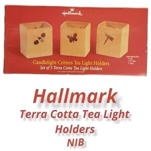 Hallmark Patio Candlelight Critters Terra Cotta Tea Light Holders Set of 3 NIB